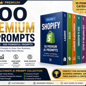 500 Premium AI Prompts Bundle | ChatGPT Business Prompts | Marketing, Shopify, SEO, Email Marketing, Social Media PDF